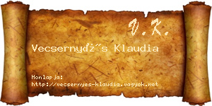 Vecsernyés Klaudia névjegykártya